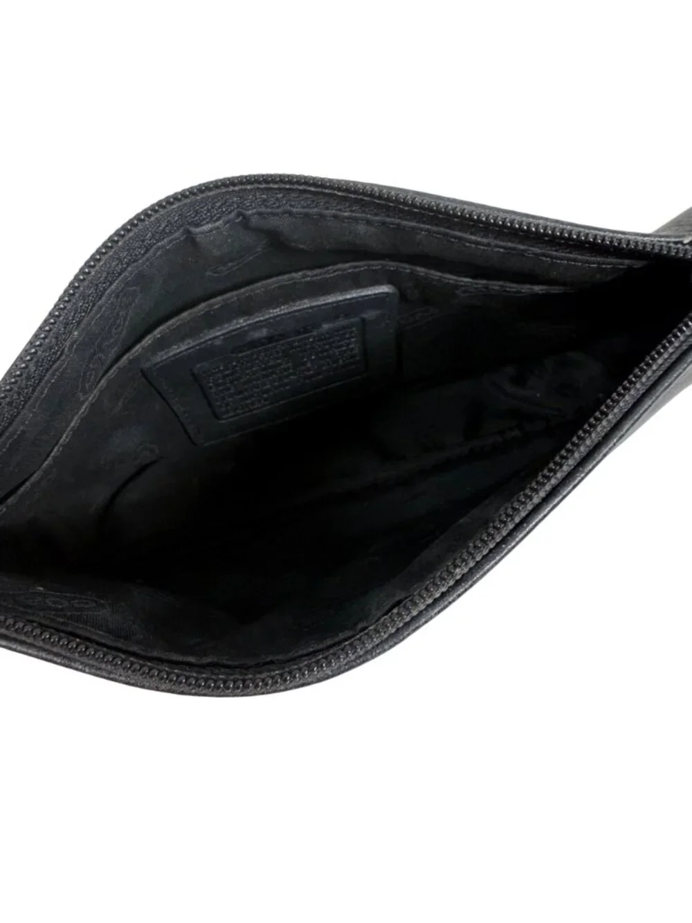 Vintage Coach Black Leather Zip Utility Pouch Clutch